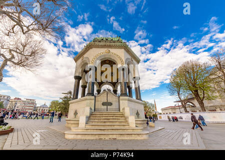 Der Deutsche Brunnen ist ein Pavillon gestaltete Brunnen in der nördlichen Ende der alten Hippodrom (Sultanahmet Square), Istanbul, Türkei, 09. April 2017 Stockfoto