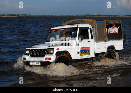 Safarifahrzeuge im Kaudulla Nationalpark, Sri Lanka. Stockfoto