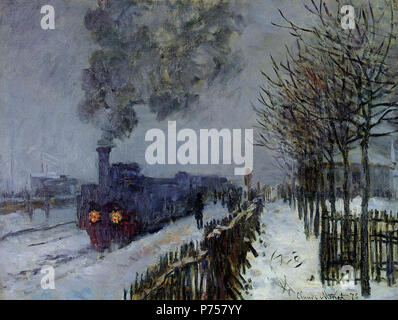 . Zug im Schnee 1875 28 Claude Monet - Zug im Schnee Stockfoto