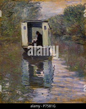 . Le Bateau Atelier 1876 28 Claude Monet Le Bateau Atelier Stockfoto