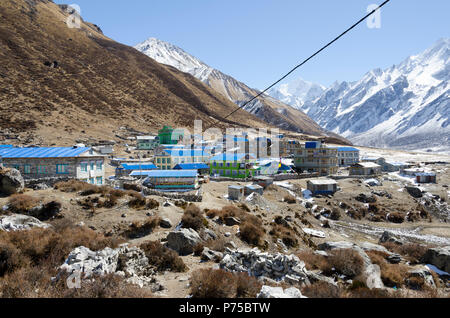 Himalayan Dorf Kyanjin Gompa, Langtang Tal, Nepal Stockfoto