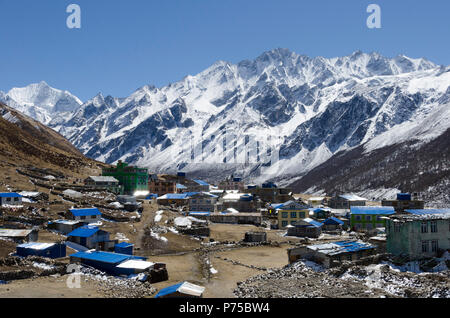 Himalayan Dorf Kyanjin Gompa, Langtang Tal, Nepal Stockfoto