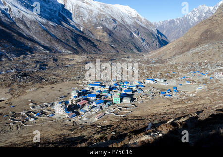 Himalayan Dorf Kyanjin Gompa, Langtang Tal, Nepal Stockfoto