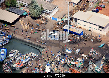 Fisherman's Wharf in Accra, Ghana, von oben gesehen Stockfoto
