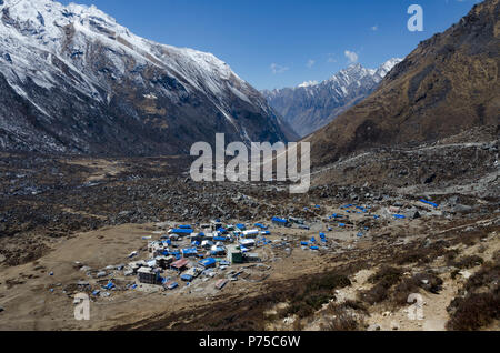 Himalayan Dorf Kyanjin Gompa, Langtang Tal, Nepal Stockfoto