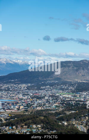 Blick über Ushuaia aus dem Hotel Arakur, Ushuaia, Argentinien Stockfoto