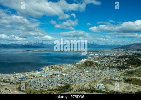 Blick über Ushuaia aus dem Hotel Arakur, Ushuaia, Argentinien Stockfoto