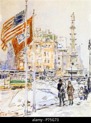 Arbeit von Childe Hassam. Vor 1935 136 Hassam-Flags - Columbus - Kreis Stockfoto