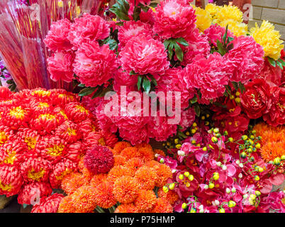 Verschiedene Arten von bunten Blumen Dekoration für Chinese New Year. Stockfoto