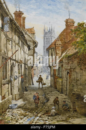 Kirche von St Mary's Church Street, Warwick; unterzeichnete "Louise Rayner', Aquarell erhöhte mit Körperfarbe, 24 x 17 cm 1924 157 Louise Rayner Warwick St Mary's Church von Church Street Stockfoto