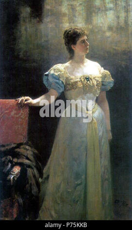 Englisch: Porträt der Prinzessin Maria Klavdievna Tenisheva, Patronin der Künste, Philanthrop und Emaille Künstler. Öl auf Leinwand. 197 × 120 cm. Isaak Izrailevich Brodsky Flachbild Museum, St. Petersburg. Español: Retrato de La Princesa María Klávdievna Ténisheva, mecenas de las Artes, filántropa y esmaltadora. Óleo sobre lienzo. 197 × 120 cm. Piso - museo Isaac Isráilevich Brodski, San Petersburgo. :,,-. ,. 197 × 120. -,-. ",,,. ,. ,,,"" -,,. "". 1896 162 Maria Tenisheva von I. Repin (1896, Brodsky's Apartment) Stockfoto