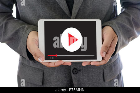 VIDEO MARKETING Audio Video, interaktives TV, Business Media Technology Innovation Marketing Technik Konzept Stockfoto