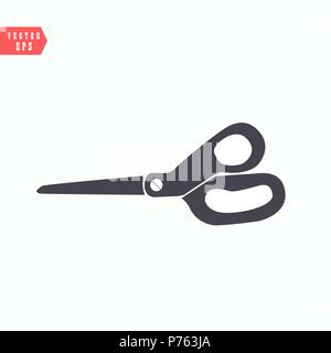 Symbol Schere. Einfache flache Logo der Schere auf weißem Hintergrund. Vector Illustration.eps 10. Stock Vektor