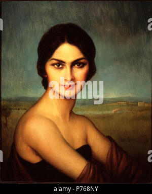 Español: Retrato de una Dama. 1925. Óleo sobre lienzo. Colección Pérez Simón. . 1925 192 Retrato de una Dama von Julio Romero de Torres Stockfoto