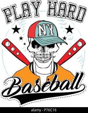 Baseball logo Totenkopf Mode Stock Vektor