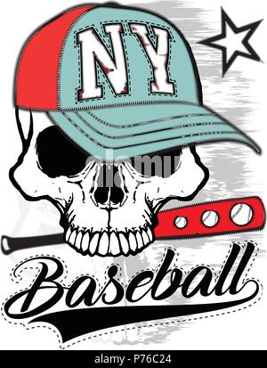 Baseball logo Totenkopf Mode Stock Vektor