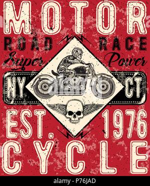 Motorrad Poster T-Stück grafik design Stock Vektor
