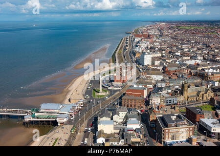 Blick von oben am Blackpool Tower Stockfoto