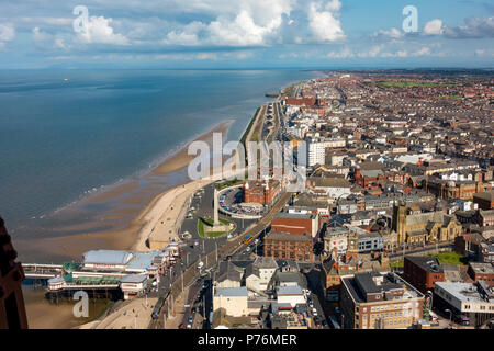 Blick von oben am Blackpool Tower Stockfoto