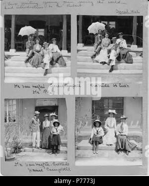 . Englisch: eine Gruppe von Leuten, Sir Robert, 1903. Englisch: im Uhrzeigersinn von links oben: Herr Van Halfteu, Gracie Campbell, Gertrude McLeish, Herr Platt; Herr Van Halfteu, Gertrude, Jeannie Campbell; Gertrude, Jeannie Campbell. PH-Coll 214. C 14. 1903 5 Gruppe von Menschen, Sir Robert, 1903 (CHANDLESS 111) Stockfoto