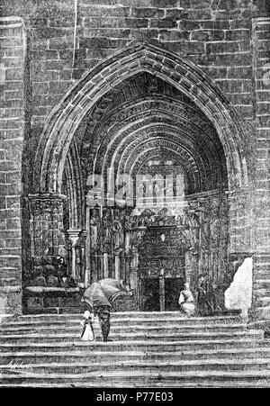 42 La Ilustración Gallega y Asturiana 1880 04 18 Portada Principal de la Catedral de Tuy Stockfoto