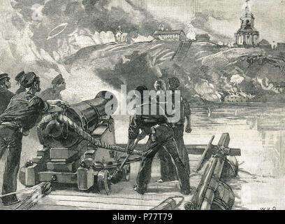 Freiwillige der Flying Squadron, feuern die Versandkosten, Belagerung von Taganrog, 1855 Stockfoto