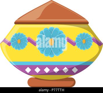 Schlamm Topf mit florale Muster auf weißem Hintergrund, Vector Illustration Stock Vektor