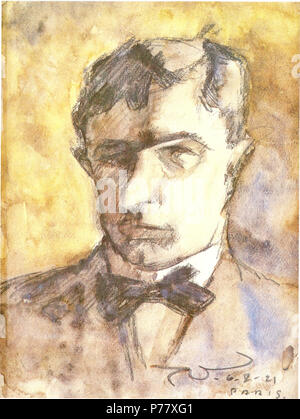 Englisch: Autoportrait (Aquarell) Der finnische Künstler Topi Vikstedt. 1921 59 Topi-Vikstedt-1921 Stockfoto