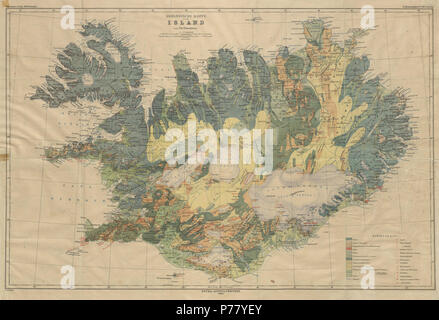 68 Þorvaldur Thoroddsen - Geologische Karte von Island - 1906 - 001 Stockfoto