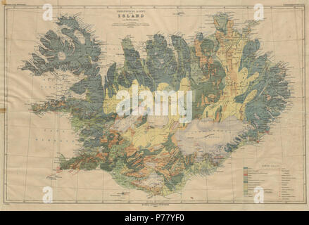 68 Þorvaldur Thoroddsen - Geologische Karte von Island - 1906 - 001 Stockfoto