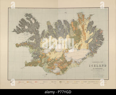 68 Þorvaldur Thoroddsen - Geologische Karte von Island - 1901 - 001 Stockfoto