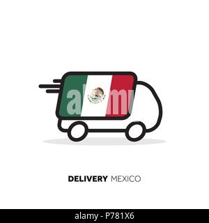 Mexiko Lieferwagen. Land Logistikkonzept Stock Vektor