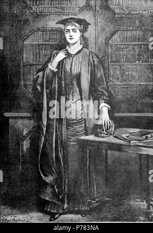 Englisch: A Lady B. A. der Universität London, graviert nach einem Gemälde von Arthur Hopkins, zeigt eine Frau in der typischen akademischen - Porträt darstellen. 1885 4A Lady B. A. der Universität London, von Arthur Hopkins Stockfoto