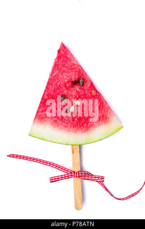 Wassermelone Fruit Slice auf einem Eis-Stick isoliert Stockfoto