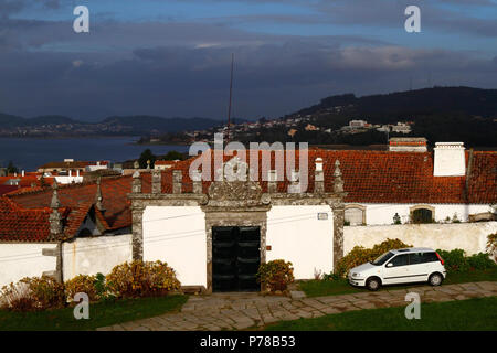 Casa de Leiras, Rio Minho im Hintergrund, Caminha, Provinz Minho, Nordportugal Stockfoto