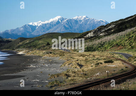 Kaikoura Küste vor dem Erdbeben von 2016 in Kaikoura, Neuseeland Stockfoto