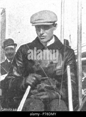 Español: Fotografía del aviador estadounidense Wilbur Wright publicada con motivo De Su fallecimiento. ca. 1909 63 Wilbur Wright 1912 Stockfoto