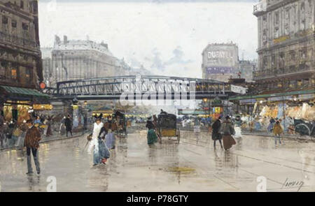 11 Eugène Galien-Laloue Paris Boulevard de la Villette Stockfoto