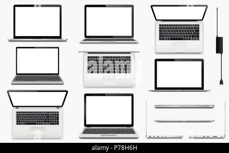 Moderne Laptops isoliert auf weißem Hintergrund. Vector Illustration. Stock Vektor