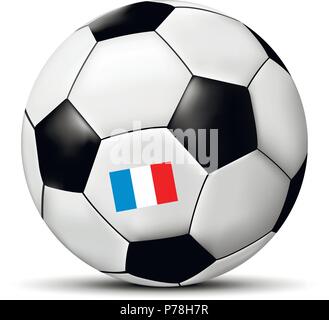 Fußball oder Soccer Ball mit Flagge Frankreich. Vector Illustration. Stock Vektor
