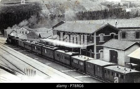 Estación de Ferrocarril de Haro (La Rioja), tarjeta Postal. Stockfoto