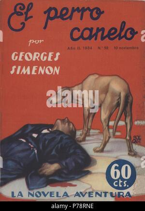 Portada de la Novela el perro canelo, por Georges Simenon. Noviembre de 1934. Stockfoto