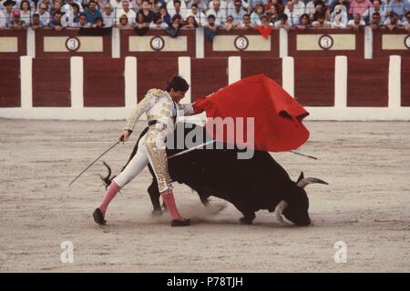 ESPARTACO JUAN ANTONIO RUIZ MATADOR DE TOROS ESPAÑOL. ESPARTINAS 1962 - año 1988;. Stockfoto