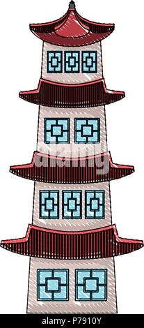 Südkorea Design mit Seoul Tower Symbol auf weißem Hintergrund, Vector Illustration Stock Vektor