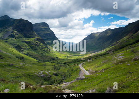 Ein Blick hinunter auf der Suche Glencoe, Argyll, Schottland Stockfoto