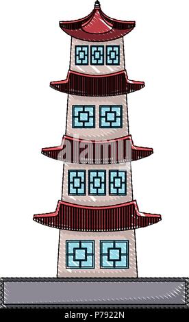 Südkorea Design mit Seoul Tower Symbol auf weißem Hintergrund, Vector Illustration Stock Vektor