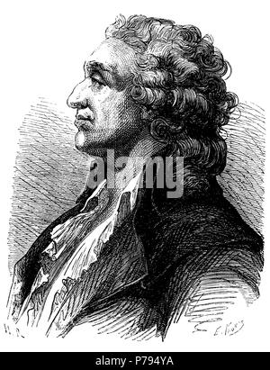 Marie-Jean-Antoine Nicolas de Caritat (1743-1794), Marqués de Condorcet, filósofo, Científico, Matemático y político Francés. Grabado de 1873. Stockfoto