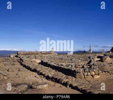 Numancia. Keltiberischen gorodischtsche. Berühmt in der keltiberischen Kriege. Römische Ruinen. In der Nähe von Soria. Spanien. Stockfoto