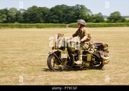 1942 US Army Harley Davidson 42 WLA Motorrad an Shuttleworth Military Pageant am 1. Juli 2018 Stockfoto