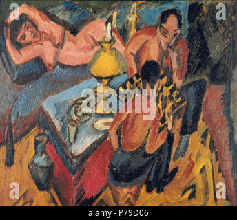 Erich Heckel und Otto Mueller Schach spielen von Ernst Ludwig Kirchner